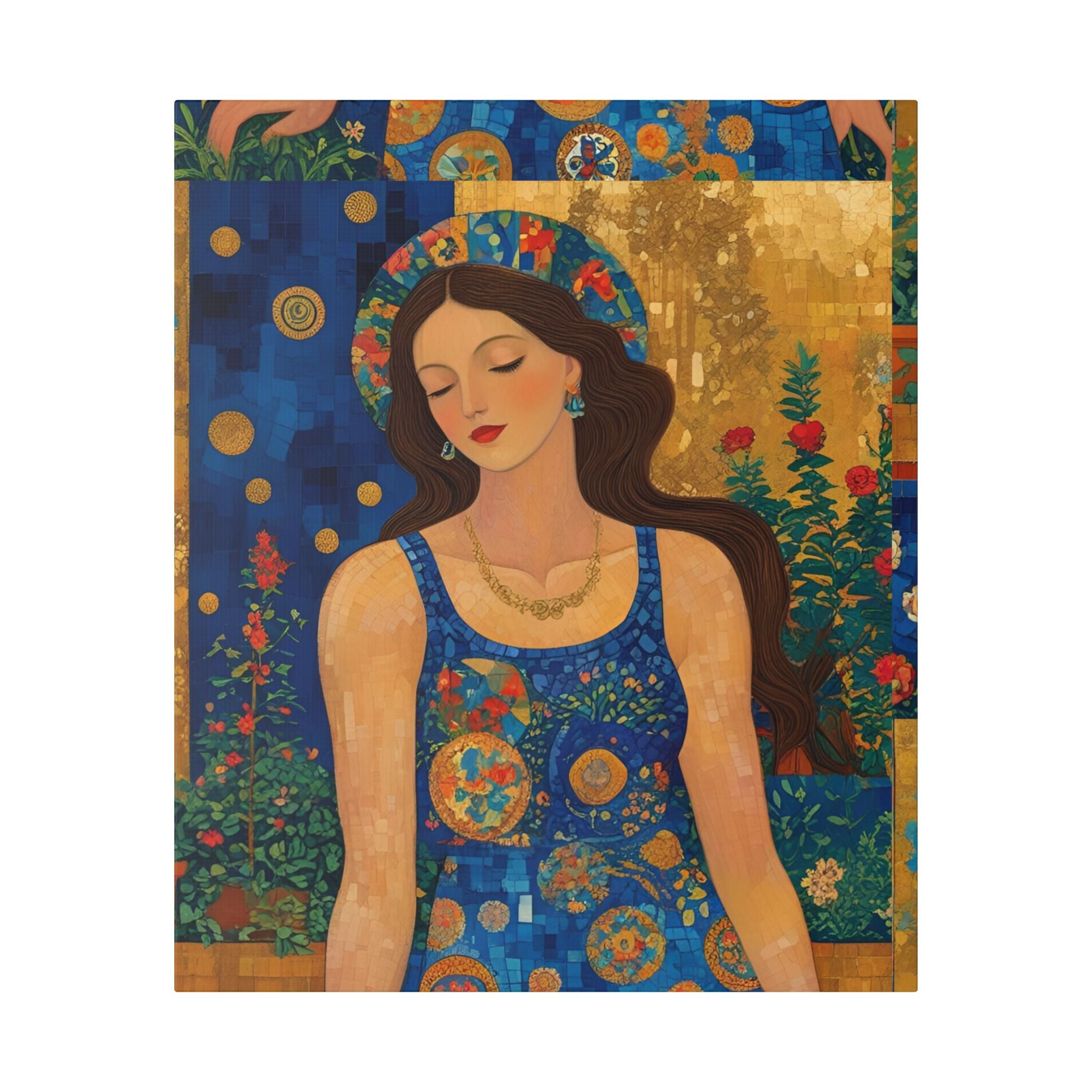 Klimt Floral Canvas Art - Colorful Floral Wall Decor Inspired by Klimt - Rosetta Creative Boutique